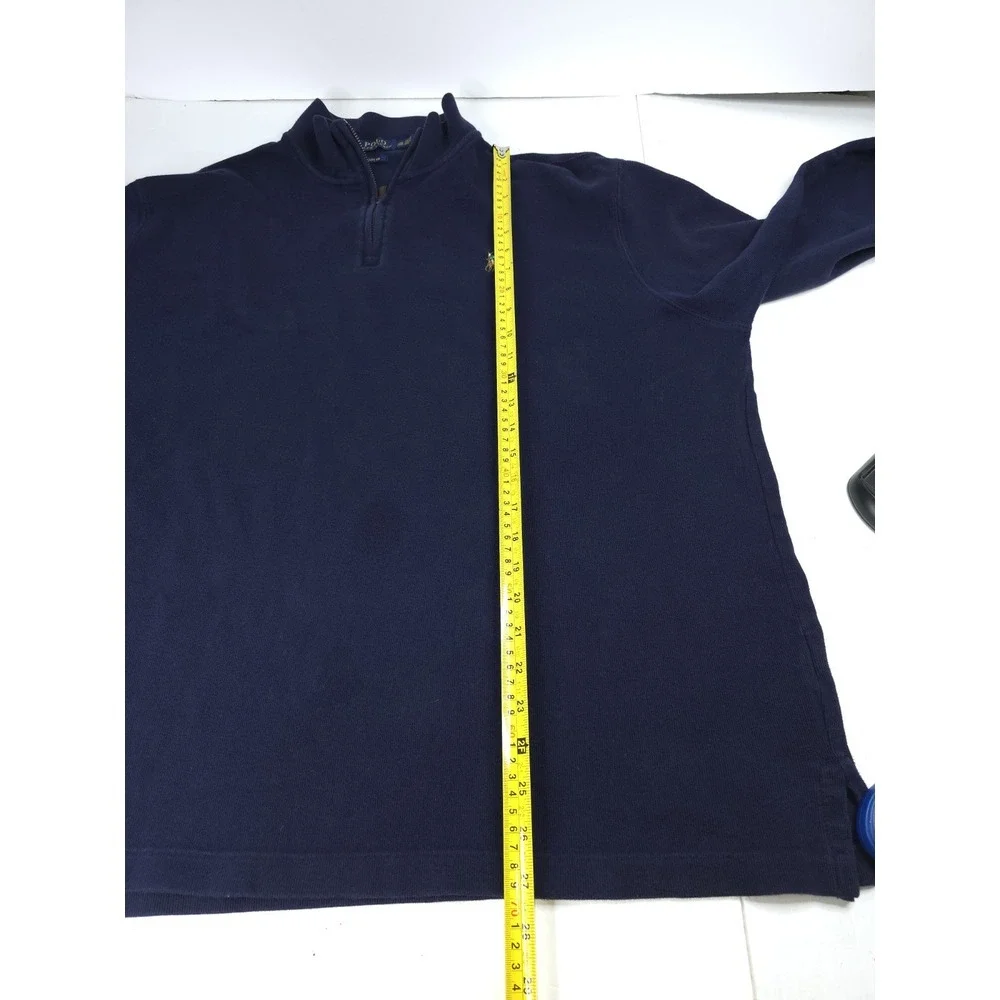 Polo Ralph Lauren Estate Rib Navy Blue Pullover Sweater‎ 1/4 Zip Mens Size 2XL